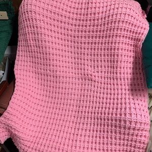 Baby blanket afghan pink new handmade crochet waffle stitch